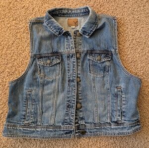 American Eagle 100% Cotton Denim Button Front Vest Women's Size XXL